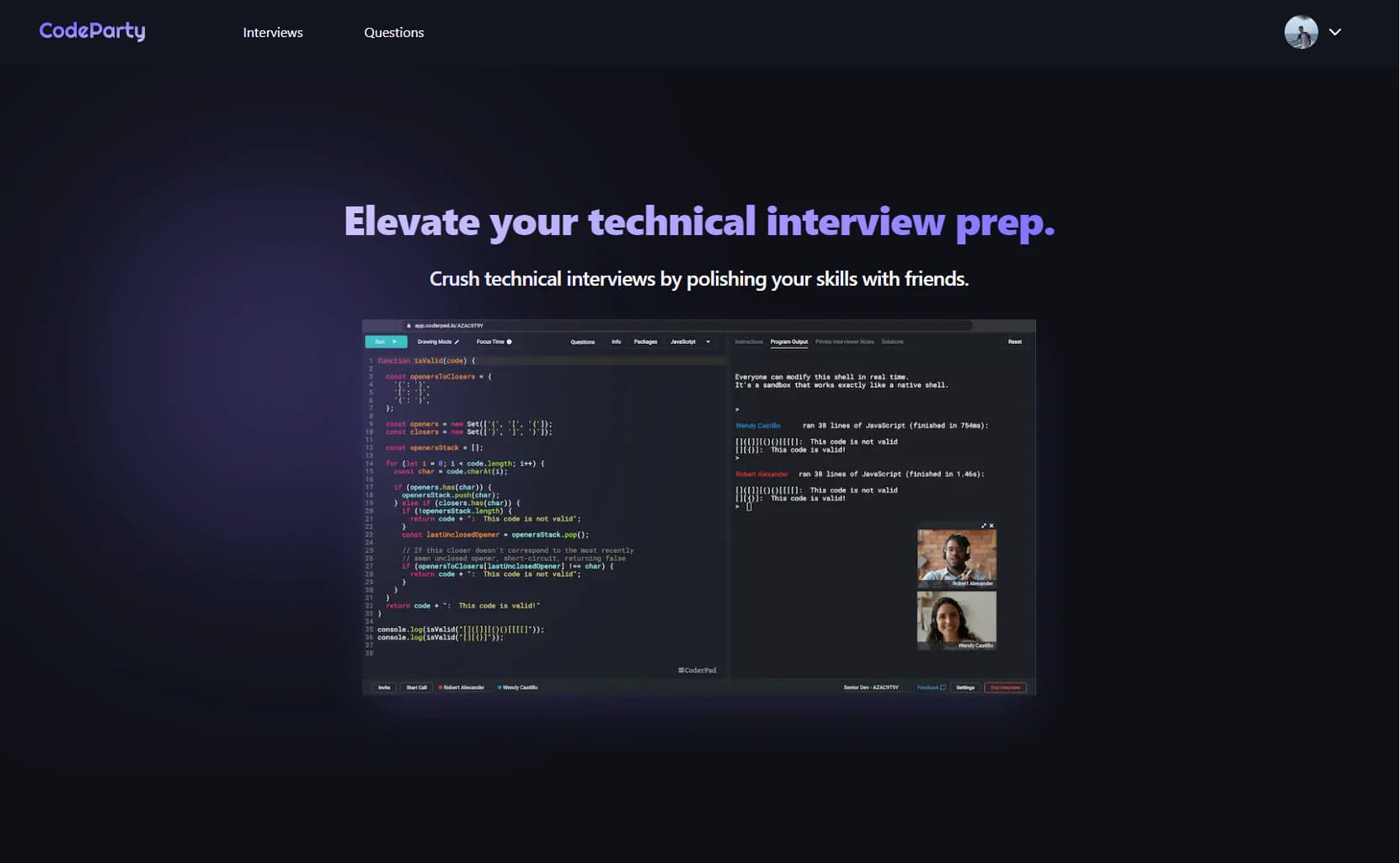 CodeParty interface