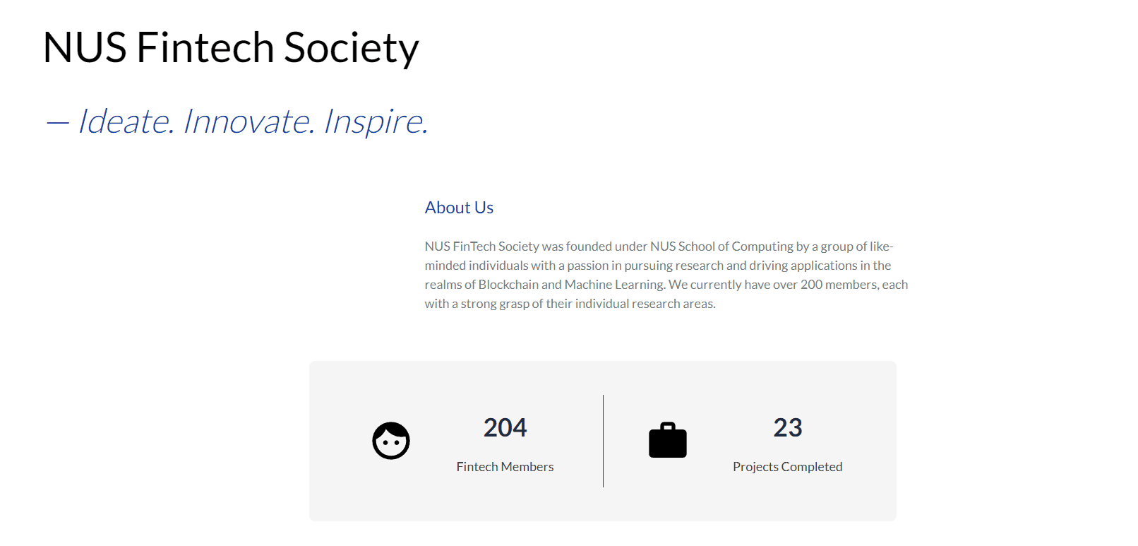 NUS FinTech Society homepage